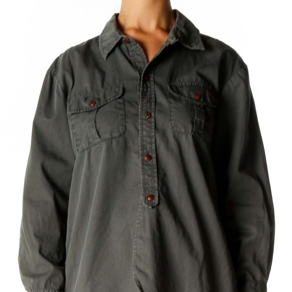 Madewell Gray Solid Work Shirt - Picture 4 of 4